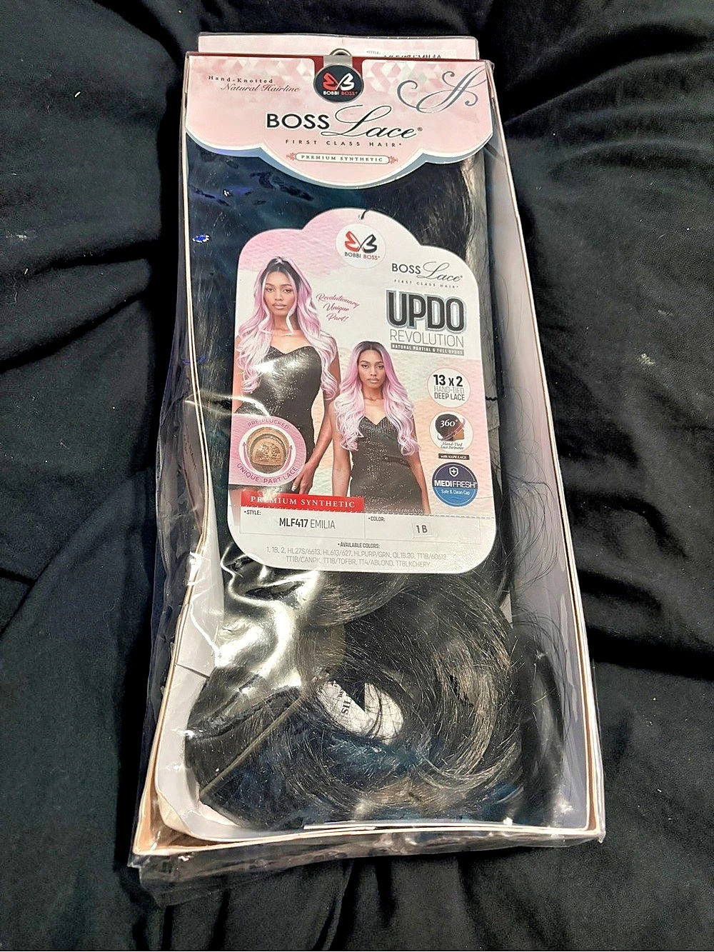 Bobbi Boss Emilia Updo Revolution Lace Wig Black NWT